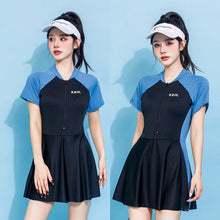 Load image into Gallery viewer, Large Size Swimsuit Conservative Belly Cover Slimming One-Piece Skirt Swimsuit Surf Beach Sports All-In-One Clothing XL-3XL