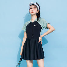Load image into Gallery viewer, Large Size Swimsuit Conservative Belly Cover Slimming One-Piece Skirt Swimsuit Surf Beach Sports All-In-One Clothing XL-3XL