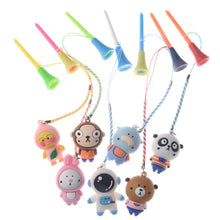 Load image into Gallery viewer, 1Pcs Golf Rubber Tees Plastic Tees With Rope Cartoon Pendant Golf Anti-Loss Rack Style Shipped Randomly