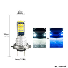 Load image into Gallery viewer, 1Pc 30LED Fog Light Bulb Dual Color Car DRL Turn Signal Reverse Light Brake Light Width Indicator H3 H7 H8 H11 9005 HB3 9005/9006 H4 P13W