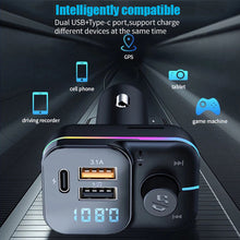 Load image into Gallery viewer, C24 Car Bluetooth 5.0 FM Transmitter Wireless Handsfree Audio Mp3 Player Modulator Colorful lights Dual USB Car Charger