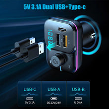 Load image into Gallery viewer, C24 Car Bluetooth 5.0 FM Transmitter Wireless Handsfree Audio Mp3 Player Modulator Colorful lights Dual USB Car Charger