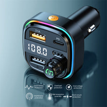 Load image into Gallery viewer, 25W Dual USB 3.1A Car Charger Bluetooth 5.0 FM Transmitter Adapter Fast Charger Auto Handsfree Call Mp3 Player Colorful Lights