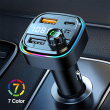 Load image into Gallery viewer, 25W Dual USB 3.1A Car Charger Bluetooth 5.0 FM Transmitter Adapter Fast Charger Auto Handsfree Call Mp3 Player Colorful Lights