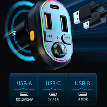 Load image into Gallery viewer, Car Bluetooth 5.0 FM Transmitter Wireless Audio Receiver Car MP3 Player Charge