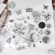 Load image into Gallery viewer, Moon Flowers Leaves Butterfly Stamp Rubber Clear Stamp Seal Scrapbook Photo Album Decorative Card Making Clear Stamps