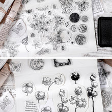 Load image into Gallery viewer, Moon Flowers Leaves Butterfly Stamp Rubber Clear Stamp Seal Scrapbook Photo Album Decorative Card Making Clear Stamps