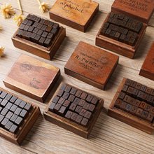 Load image into Gallery viewer, 28pcs Alphabet Stamps Vintage Wooden Rubber Letter Standard Stamp Set for Craft Card Making Planner Scrapbooking Journals