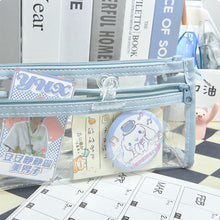 Load image into Gallery viewer, Double Layer Transparent Pencil Bag Waterproof Stationery Case Organizer Kids Students Kawaii Cosmetic Bag Transparent Portable