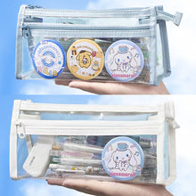 Load image into Gallery viewer, Double Layer Transparent Pencil Bag Waterproof Stationery Case Organizer Kids Students Kawaii Cosmetic Bag Transparent Portable
