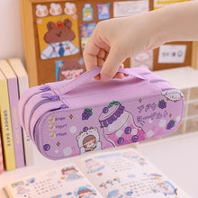 Load image into Gallery viewer, Cartoon Double-Layer Pencil Case Large-Capacity Simple Girl Heart Primary School Students Cute Stationery