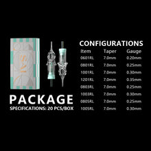 Load image into Gallery viewer, 20PCS Original Mixed Cartridge Tattoo Needle RL Disposable Sterilized Safety Tattoo Needle for Cartridge Machines Grips