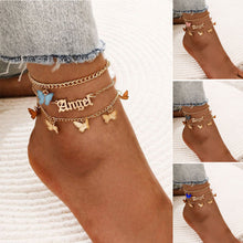 Load image into Gallery viewer, 3pcs Flower Butterfly Tassel Anklet Acrylic Butterfly Angel Pendant Anklet Women Summer Beach Jewelry Accessories