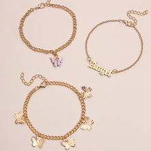 Load image into Gallery viewer, 3pcs Flower Butterfly Tassel Anklet Acrylic Butterfly Angel Pendant Anklet Women Summer Beach Jewelry Accessories