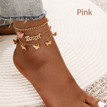 Load image into Gallery viewer, 3pcs Flower Butterfly Tassel Anklet Acrylic Butterfly Angel Pendant Anklet Women Summer Beach Jewelry Accessories