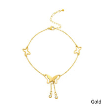 Load image into Gallery viewer, Hollow Butterfly Studded with Pendant Anklet Gold Fashion Women Summer Beach Ankle Bracelet Foot Chain Jewelry Jewelry