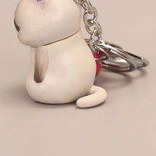 Load image into Gallery viewer, Cute Shy Cat Figurines Keychain with Bell Chubby Kitten Keyring Ornament Cartoon Car Keys Chains Bag Decoration Pendant Birthday Gifts