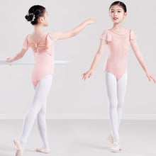 Load image into Gallery viewer, Children's Short-Sleeved Dance Dress Soft Mesh Stitching Sling Training Suit Chiffon Sleeve Chinese Dance Ballet One-Piece Girl's Body Suit