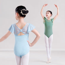 Load image into Gallery viewer, Children's Short-Sleeved Dance Dress Soft Mesh Stitching Sling Training Suit Chiffon Sleeve Chinese Dance Ballet One-Piece Girl's Body Suit