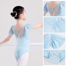 Load image into Gallery viewer, Children's Short-Sleeved Dance Dress Soft Mesh Stitching Sling Training Suit Chiffon Sleeve Chinese Dance Ballet One-Piece Girl's Body Suit