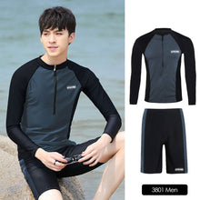 Load image into Gallery viewer, Couple's Style Professional Quick-Drying Swimsuit Set Surf Diving Snorkeling Suit Long-Sleeved Shorts Sunscreen Clothes Separate Body Sports Clothes With Zipper