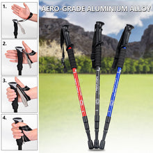 Load image into Gallery viewer, Three-Section Adjustable Aluminum Alloy Hiking Pole Straight Handle Curved Handle Ultra-Light Outdoor Cross-Country Skiing Hiking Pole