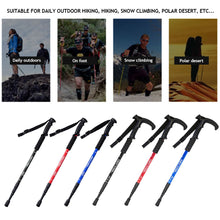 Load image into Gallery viewer, Three-Section Adjustable Aluminum Alloy Hiking Pole Straight Handle Curved Handle Ultra-Light Outdoor Cross-Country Skiing Hiking Pole