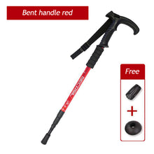 Load image into Gallery viewer, Three-Section Adjustable Aluminum Alloy Hiking Pole Straight Handle Curved Handle Ultra-Light Outdoor Cross-Country Skiing Hiking Pole