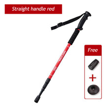 Load image into Gallery viewer, Three-Section Adjustable Aluminum Alloy Hiking Pole Straight Handle Curved Handle Ultra-Light Outdoor Cross-Country Skiing Hiking Pole