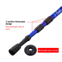 Load image into Gallery viewer, Three-Section Adjustable Aluminum Alloy Hiking Pole Straight Handle Curved Handle Ultra-Light Outdoor Cross-Country Skiing Hiking Pole