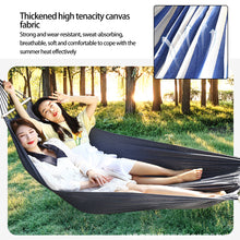 Load image into Gallery viewer, 190*80CM Outdoor Plain Elegant Stripe Single Anti-Rolled-Over Hammock Picnic Camping Thickened Canvas With Stick Swing Rocking Chair