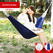 Load image into Gallery viewer, 190*80CM Outdoor Plain Elegant Stripe Single Anti-Rolled-Over Hammock Picnic Camping Thickened Canvas With Stick Swing Rocking Chair