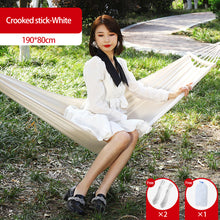Load image into Gallery viewer, 190*80CM Outdoor Plain Elegant Stripe Single Anti-Rolled-Over Hammock Picnic Camping Thickened Canvas With Stick Swing Rocking Chair