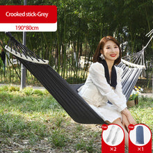 Load image into Gallery viewer, 190*80CM Outdoor Plain Elegant Stripe Single Anti-Rolled-Over Hammock Picnic Camping Thickened Canvas With Stick Swing Rocking Chair