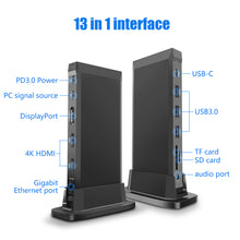 Load image into Gallery viewer, 13 in 1 Type C HUB Vertical USB 3.0 Dock Station 4K HDMI PD 100W Charging USB-C Splitter Card Reader Ethernet Adapter for Laptop