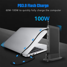 Load image into Gallery viewer, 13 in 1 Type C HUB Vertical USB 3.0 Dock Station 4K HDMI PD 100W Charging USB-C Splitter Card Reader Ethernet Adapter for Laptop