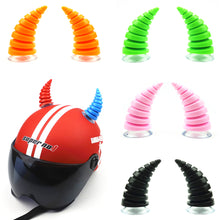 Load image into Gallery viewer, Motorcycle Helmet Devil Horns Long Threaded Bull Horn Electric Front Rear Bumper Decor Accessories For Car Bike Helmets Stickers
