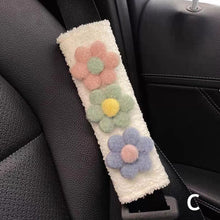 Load image into Gallery viewer, 1Pc Cute Soft Plush Flowers Car Seatbelt Cover Seat Belt Cartoon Toy Animal Auto Shoulder Strap Protector Pad for Children/ Kids