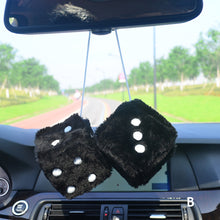 Load image into Gallery viewer, 2PCS Car Pendant Fuzzy Dice Dots Rear View Mirror Hangers Car Interior Decoration Auto Accessories Interior Ornaments Car-Styling