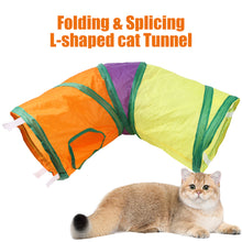 Load image into Gallery viewer, L Shape Practical Cat Tunnel Pet Tube Collapsible Play Toy Indoor Outdoor Kitty Puppy Toys for Puzzle Exercising Hiding Training Toy