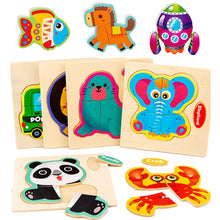 Load image into Gallery viewer, Baby Wooden Toys 3D Puzzle Cartoon Animal Vehicle Wood Puzzle Game Intelligence Jigsaw Puzzle Educational Toys for Children