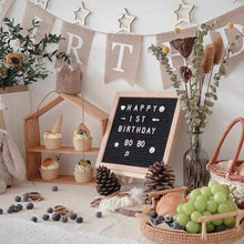 Load image into Gallery viewer, Wooden Felt Letters Board Cork Oak Message Board Photo Frame Ornaments Children Room Playboard Wall Decor