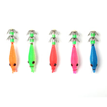 Load image into Gallery viewer, 5Pcs Fishing Lure Luminous Squid Soft Fake Lures Baits Noctilucent Octopus Hook Jigs Pesca Fishing Tackle Set Glow in Dark