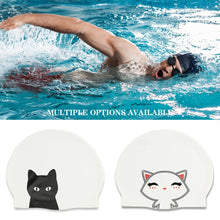 Load image into Gallery viewer, Kids Teens Adults Waterproof Elastic Fabric Swim Caps Swimming Cap Girls Cute Cartoon Durable Silicone Swim Caps For Long Hair