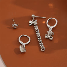 Load image into Gallery viewer, 4pcs/set Creative Earrings Set Cherry Bear Love Pendant Alloy Earrings Niche Personalized Ear Studs Jewelry Accessories