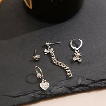 Load image into Gallery viewer, 4pcs/set Creative Earrings Set Cherry Bear Love Pendant Alloy Earrings Niche Personalized Ear Studs Jewelry Accessories
