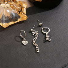 Load image into Gallery viewer, 4pcs/set Creative Earrings Set Cherry Bear Love Pendant Alloy Earrings Niche Personalized Ear Studs Jewelry Accessories