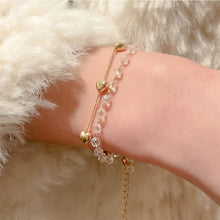 Load image into Gallery viewer, Double Layered Love Bracelet Fashion Temperamental Transparent Crystal Alloy Bracelet Hand Jewelry Accessory