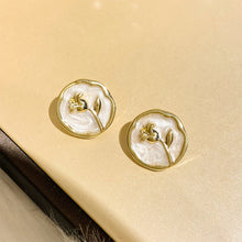 Load image into Gallery viewer, Dripping Oil Flower Earrings Temperamental Niche Alloy Flower Ear Studs Earrings Jewelry Accessories for Women