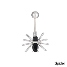 Load image into Gallery viewer, Fashion Zircon Inlaid Navel Nail Creative Spider Butterfly Belly Button Ring Stainless Steel Navel Piercing Jewelry